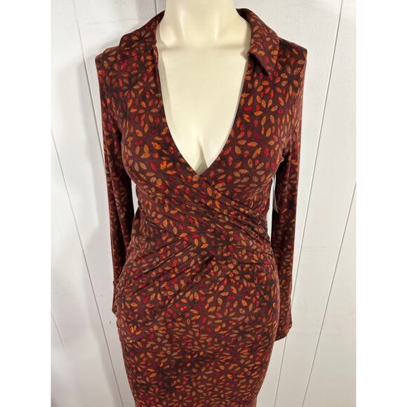 Free People X Revolve Shayla Wrap Midi Dress in Chocolate Combo NWOT. Size M - Picture 6 of 8